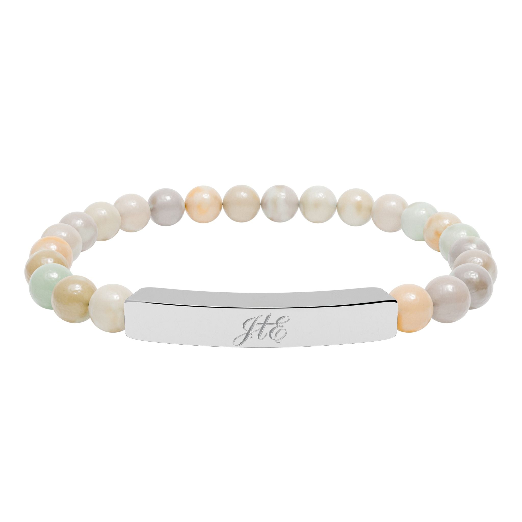 Journey to Eternity "JTE" Natural Stone Bead Bar Bracelet — Stretch Gem Bracelet