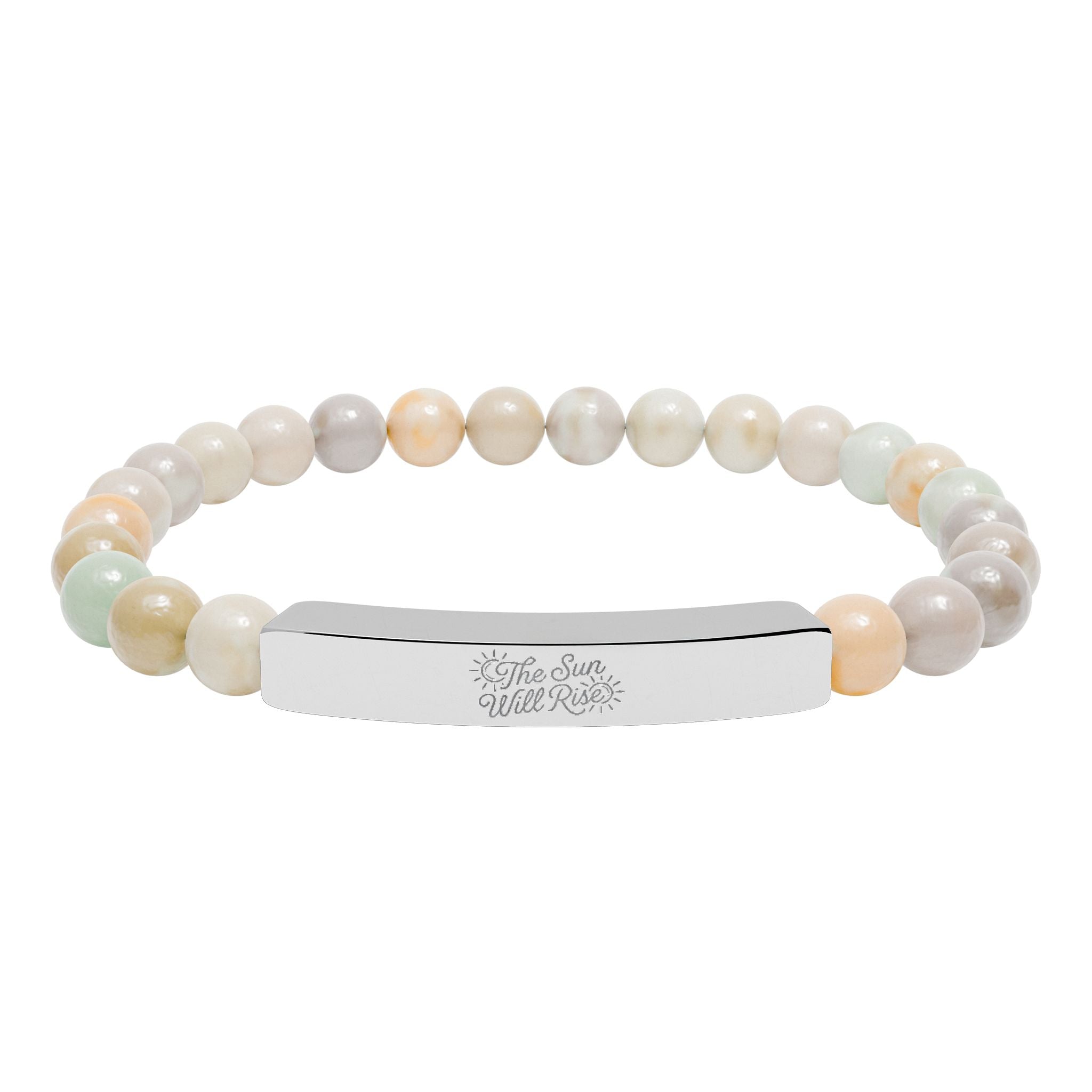 "The Sun Will Rise" Natural Stone Bead Bar Bracelet — Stretch Gem Bracelet