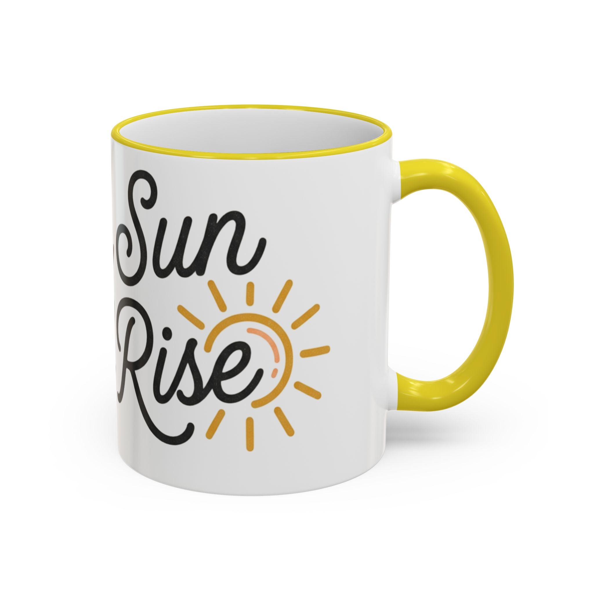 The Sun Will Rise Accent Rim & Handle Mug — Inspirational Morning Coffee Cup