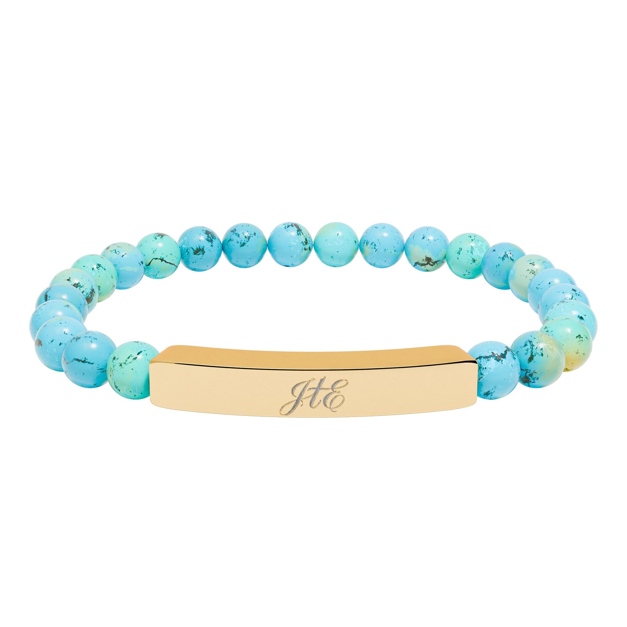 Journey to Eternity "JTE" Natural Stone Bead Bar Bracelet — Stretch Gem Bracelet