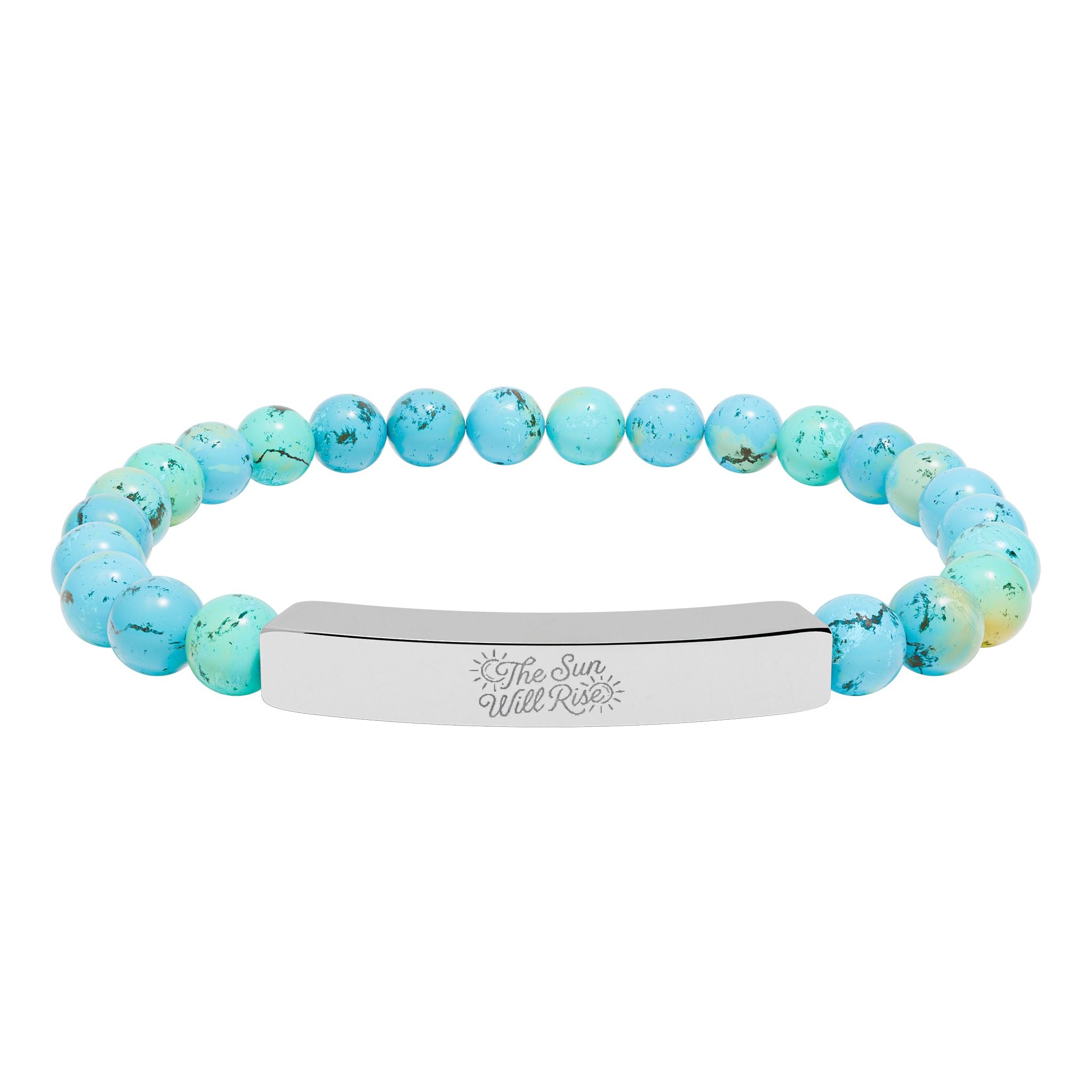 "The Sun Will Rise" Natural Stone Bead Bar Bracelet — Stretch Gem Bracelet