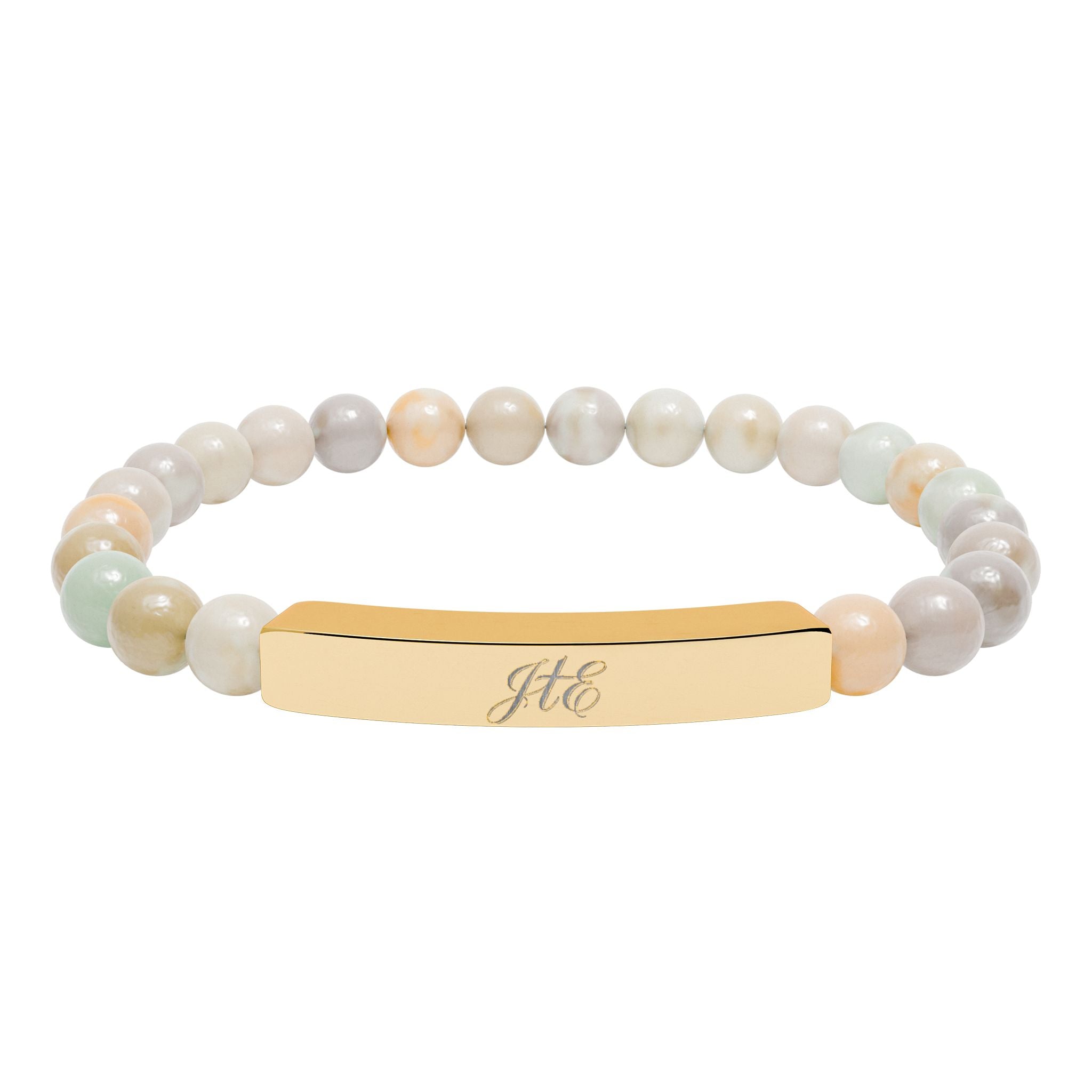 Journey to Eternity "JTE" Natural Stone Bead Bar Bracelet — Stretch Gem Bracelet