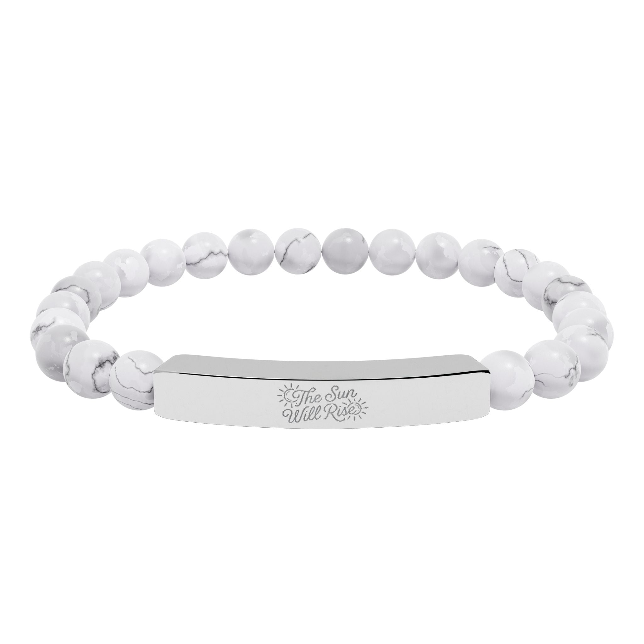 "The Sun Will Rise" Natural Stone Bead Bar Bracelet — Stretch Gem Bracelet